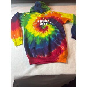 Proud Ally Tie-Dye Hoodie S Port & Company Cotton Blend Unisex small size